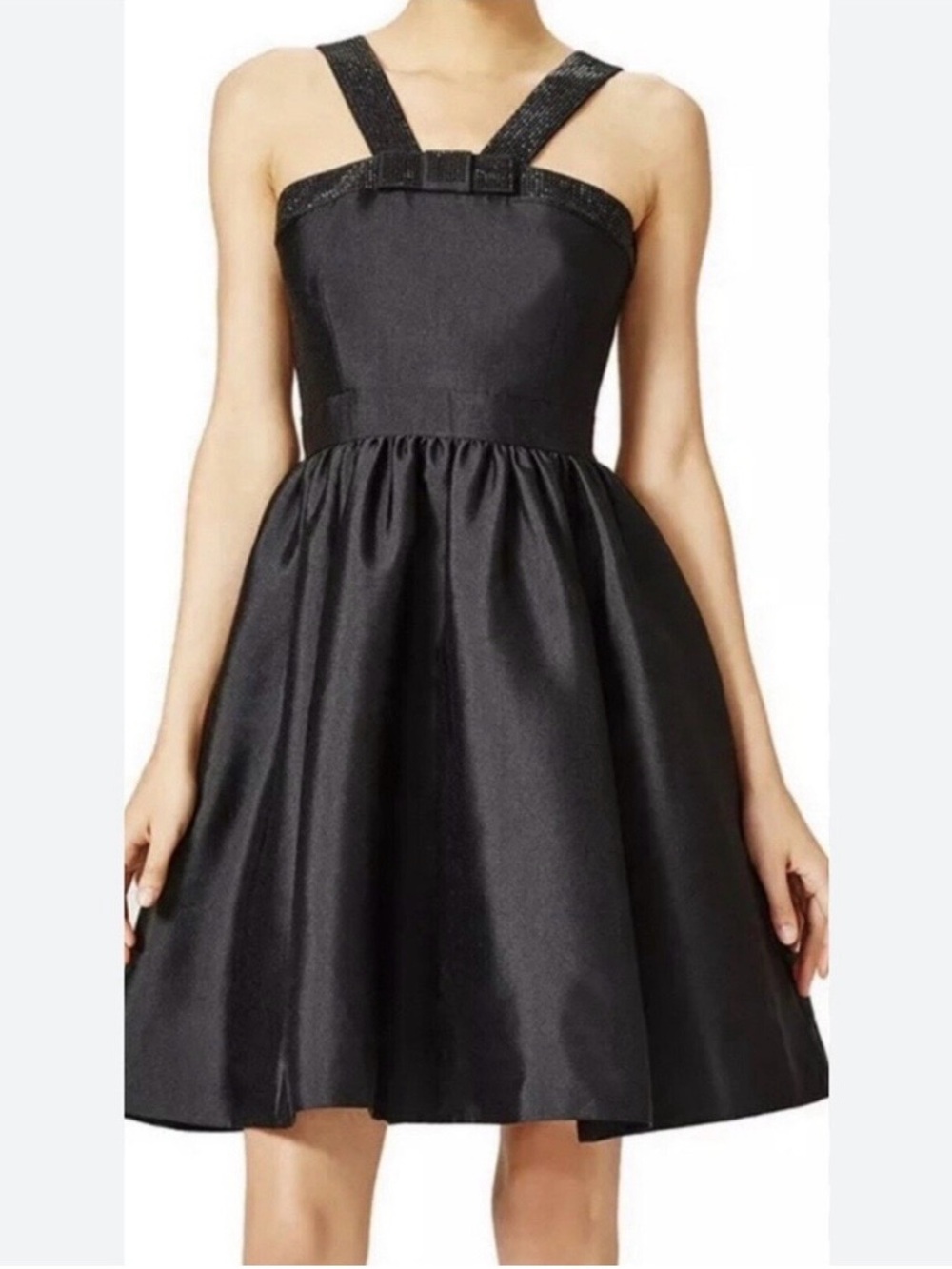 kate spade Black Bow Strap Fit-and-Flare Mini Dress